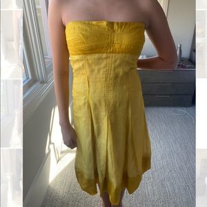 Hugo Boss yellow convertible strapless dress